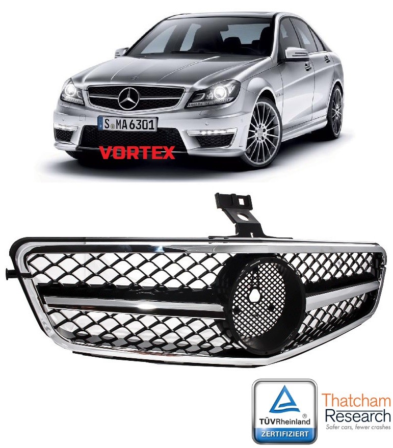 Mercedes-Benz C Serisi Ön Panjur C63 Amg Krom W204 2007- Psaparcam W20407-3SILVER