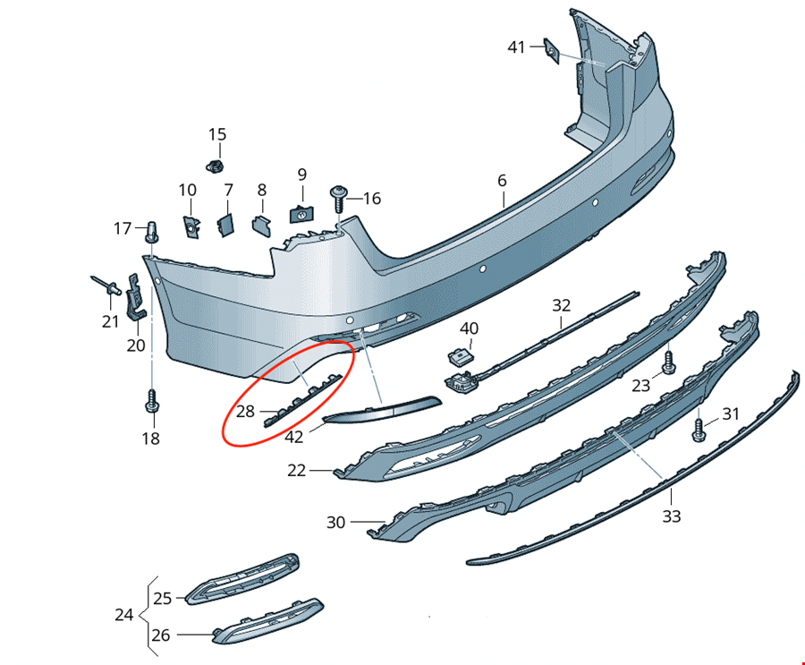 Audi A6 Arka Tampon Çıtası Sağ S-line A6 2020- Psaparcam 4K0807432